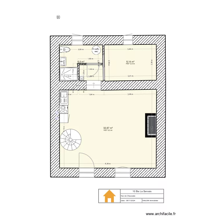 10 BIS LA SERVAIS plomberie. Plan de 3  et 48 m²