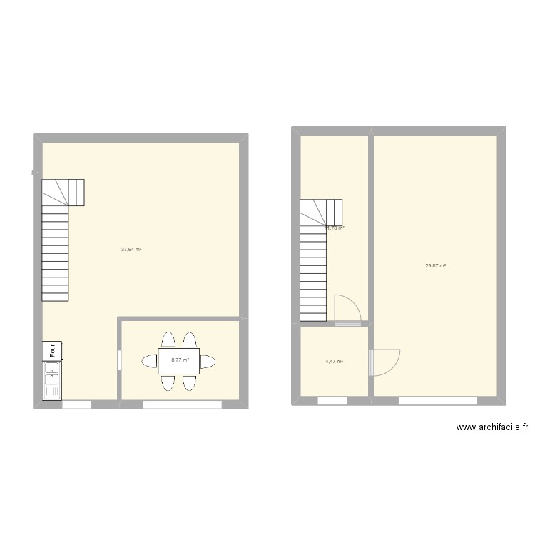 THURINS. Plan de 5 pièces et 93 m2