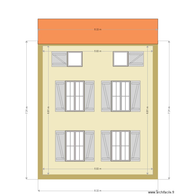 Façade. Plan de 0 pièce et 0 m2