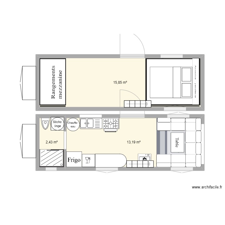 tiny house mars-23. Plan de 3 pièces et 31 m2