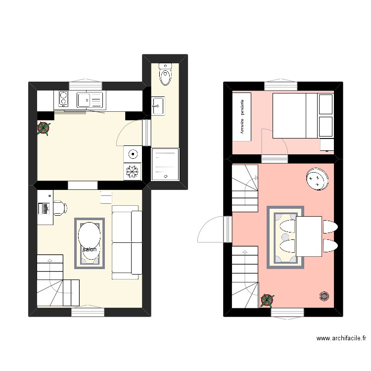 La SEU. Plan de 5 pièces et 44 m2