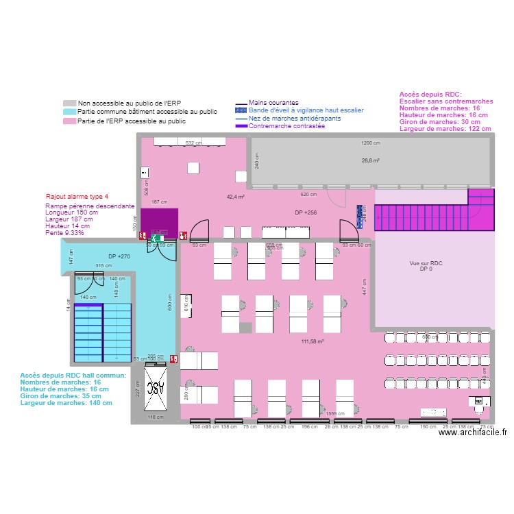 KINESPORT 1ER ETAGE APRES TRAVAUX. Plan de 7 pièces et 258 m2