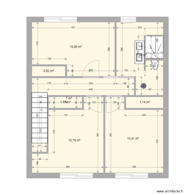 Elevation. Plan de 8 pièces et 50 m2