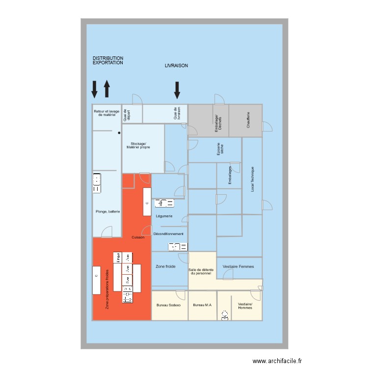 Plan cuisine centrale . Plan de 0 pièce et 0 m2