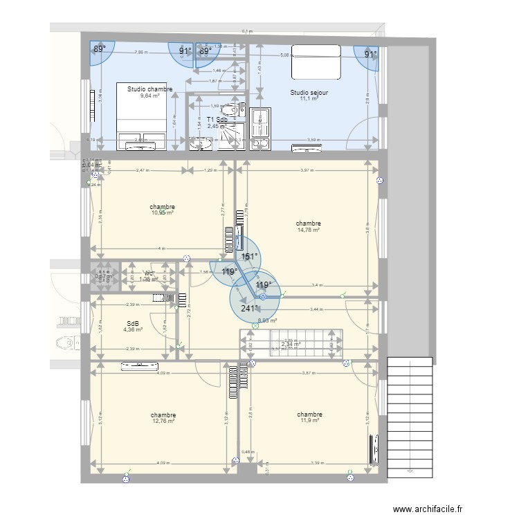 CH ABADIE EXISTANT. Plan de 20 pièces et 226 m2