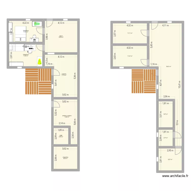 maison tricot. Plan de 13  et 162 m²