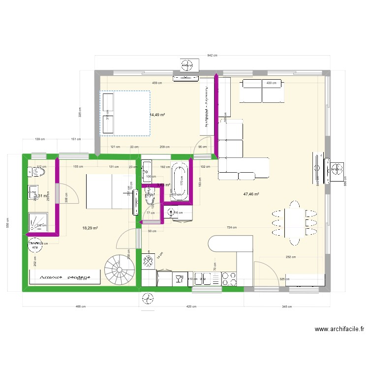 DEVOIS LOT B OK. Plan de 5 pièces et 87 m2