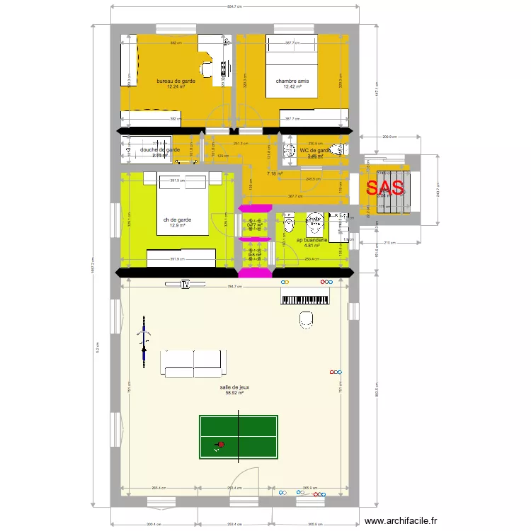   annexe garde salle de jeux. Plan de 