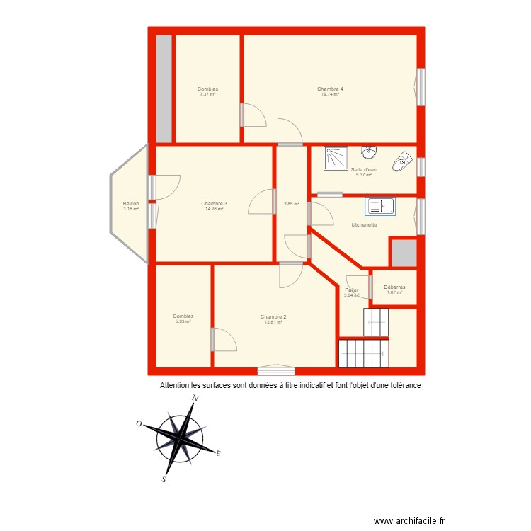 BI 3144 étage côté. Plan de 0 pièce et 0 m2