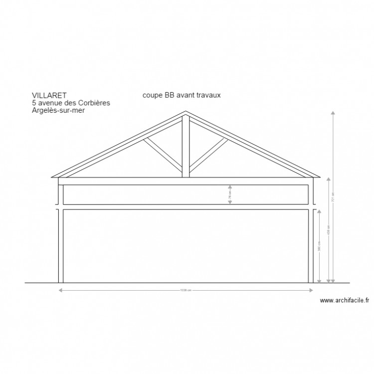 coupe BB avant travaux. Plan de 0 pièce et 0 m2