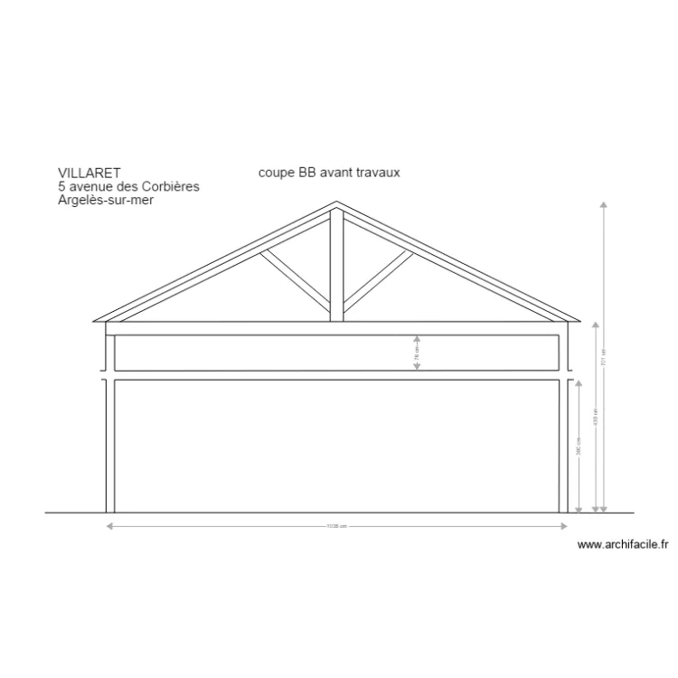 coupe BB avant travaux. Plan de coupe BB avant travaux. Plan de