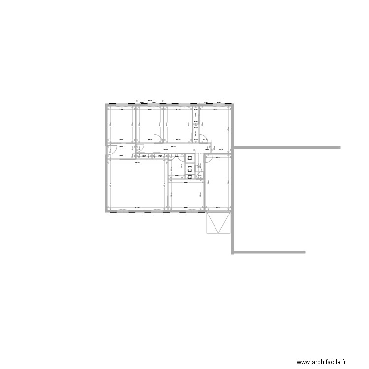 Plan de la maison existante avec cotationns. Plan de 0 pièce et 0 m2