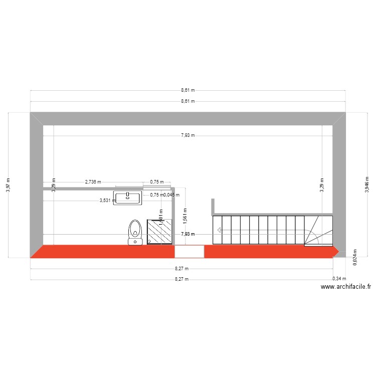 GRENIER NORD 23.02.2023. Plan de 2 pièces et 52 m2