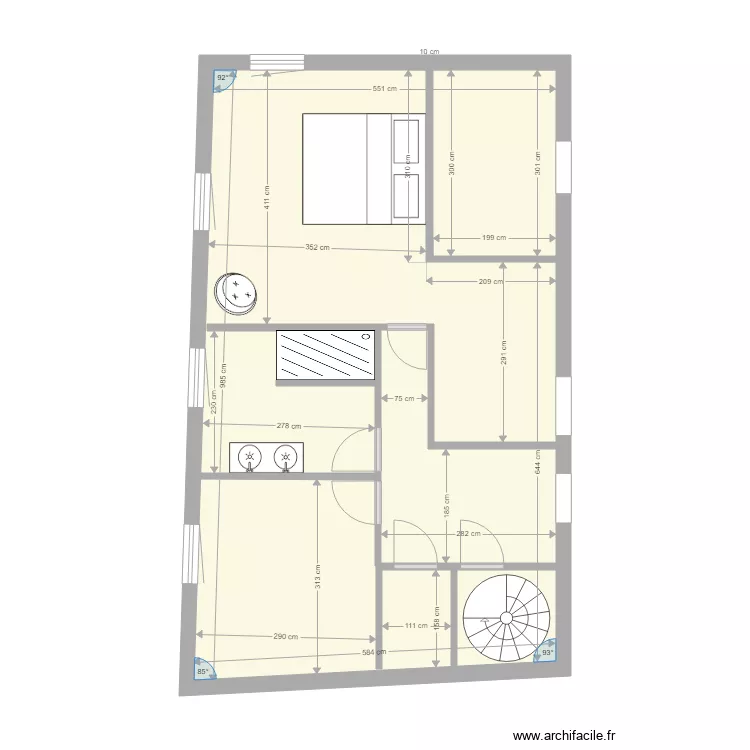 coin nuit 2&egrave;me Chartron . Plan de 