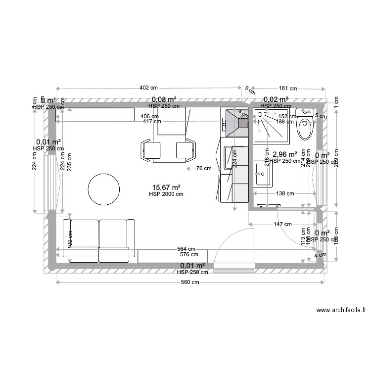 GARNIER PLAN STUDIO. Plan de 9 pièces et 19 m2