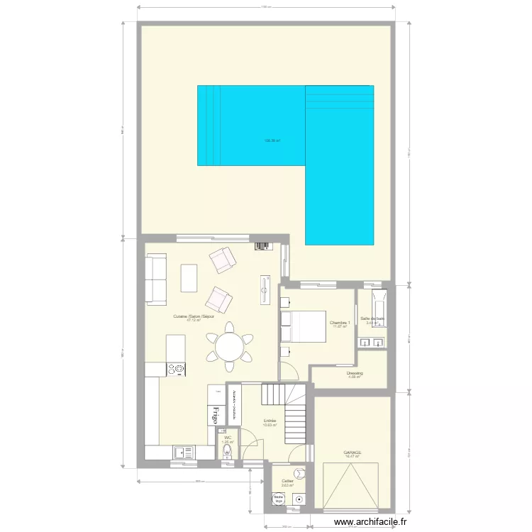TENTATIVE RDC bis AVEC JARDIN. Plan de 