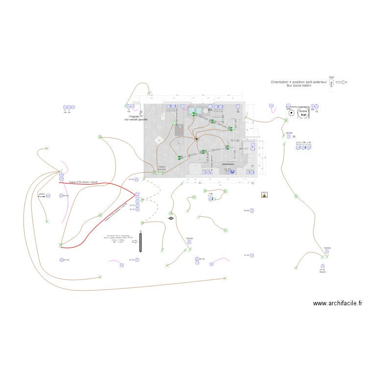 Plan élec vue cuisine. Plan de 0 pièce et 0 m2