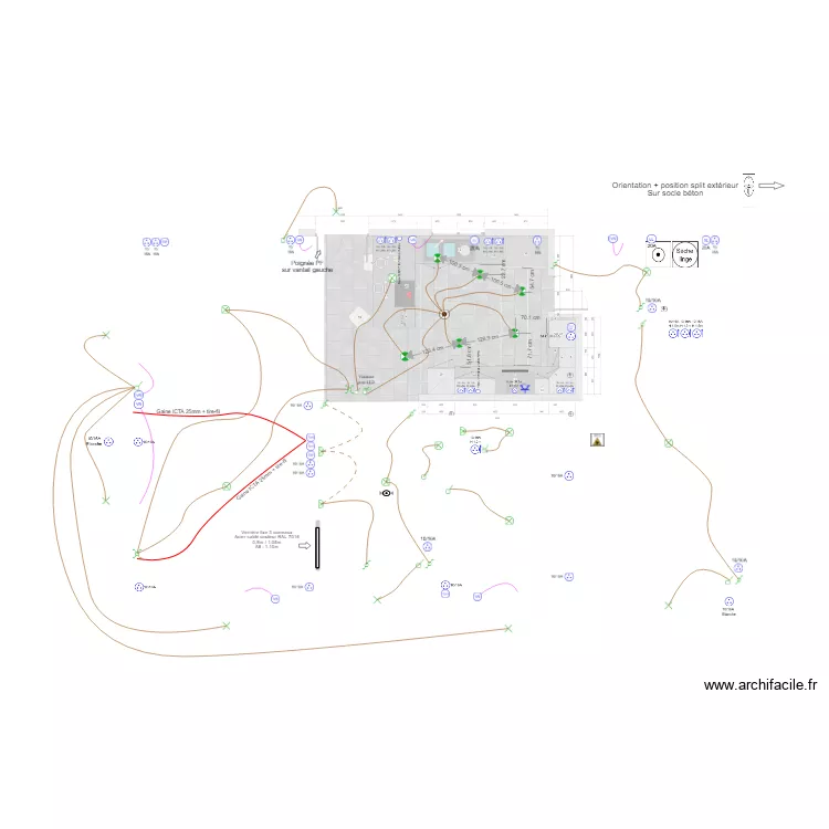 Plan &eacute;lec vue cuisine. Plan de 