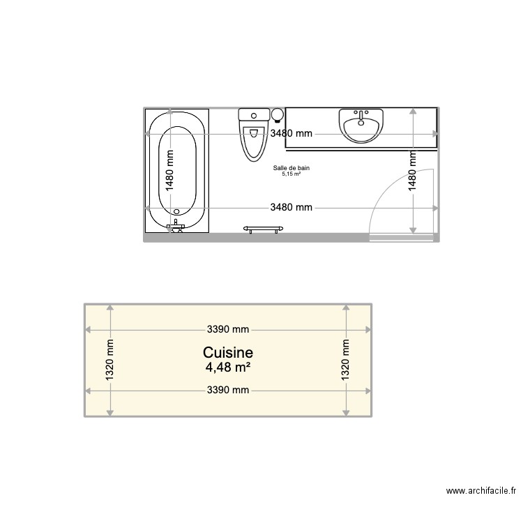 Maison de bryth. Plan de 2 pièces et 10 m2