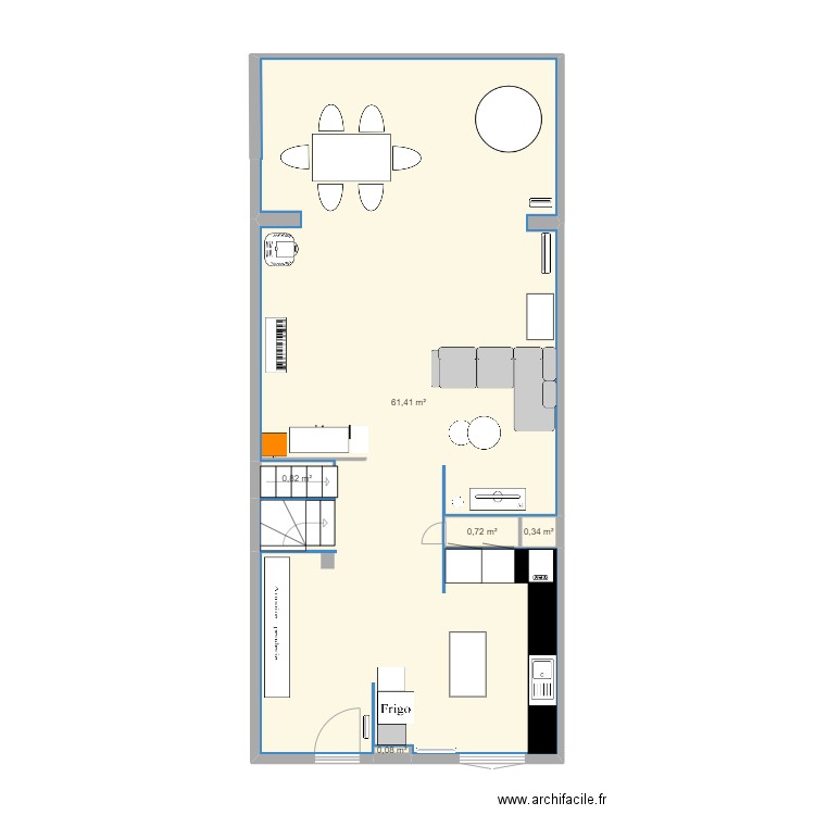 Maison. Plan de 5 pièces et 63 m2