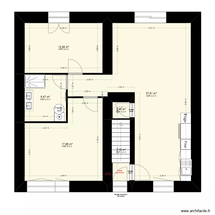 plan 1er &eacute;tage maison mesures. Plan de 6  et 79 m²