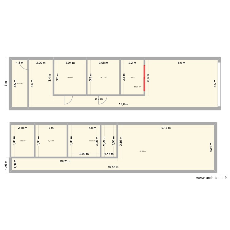 dv Vietnamese. Plan de 9 pièces et 166 m2