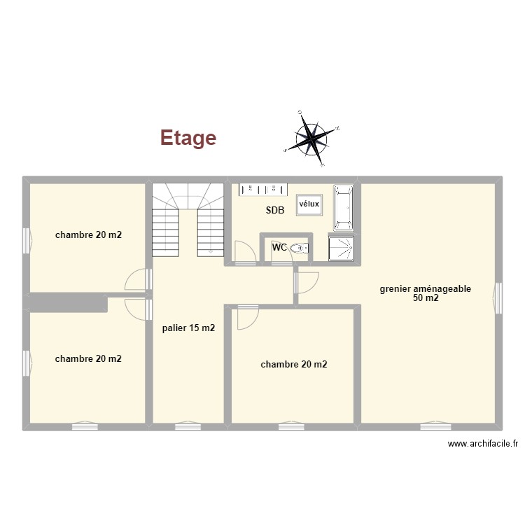 Etage Cugini. Plan de 8 pièces et 154 m2