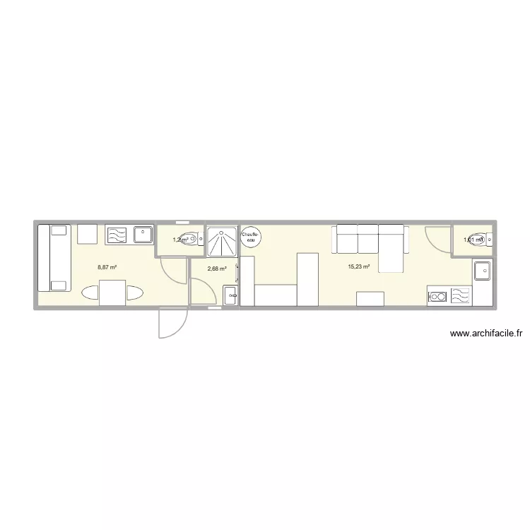 remorque. Plan de 5  et 29 m²
