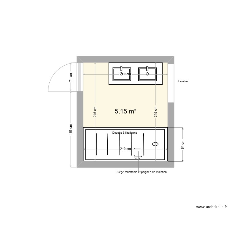 BOYER Claude existant. Plan de 1 pièce et 5 m2