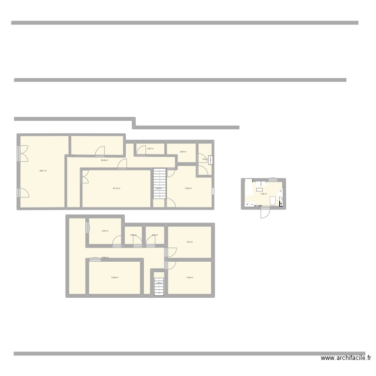 FAIDINE. Plan de 17 pièces et 171 m2