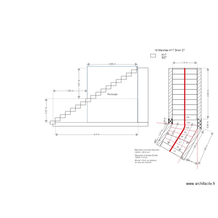 escalier calcul. Plan de 0 pièce et 0 m2