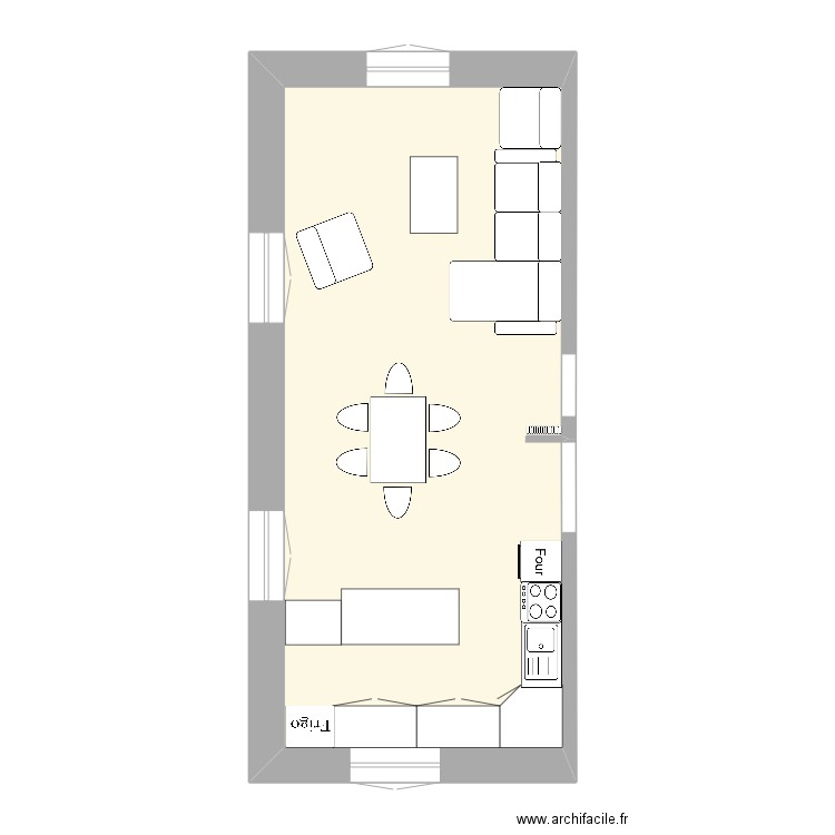 Rawyl 9 cuisine-séjour. Plan de 1 pièce et 38 m2
