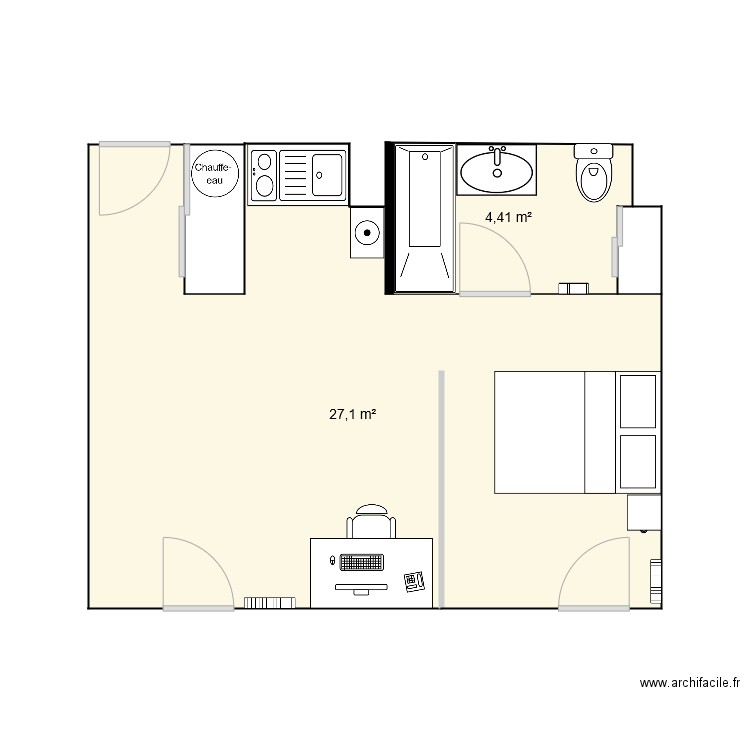 Appartement. Plan de 3 pièces et 32 m2