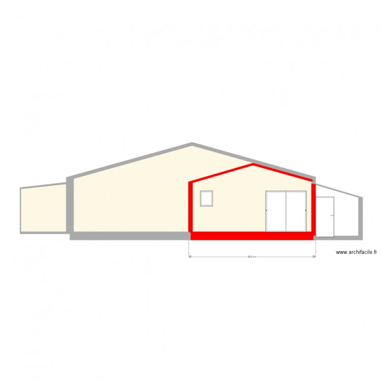 Façade avec agrandissement. Plan de 0 pièce et 0 m2