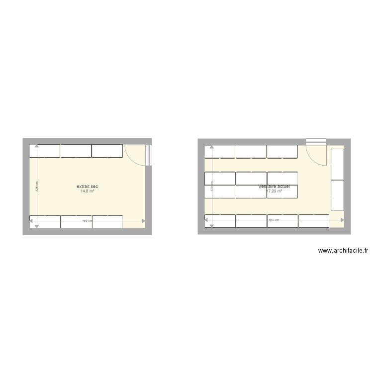 plan vestiaire option A. Plan de 0 pièce et 0 m2