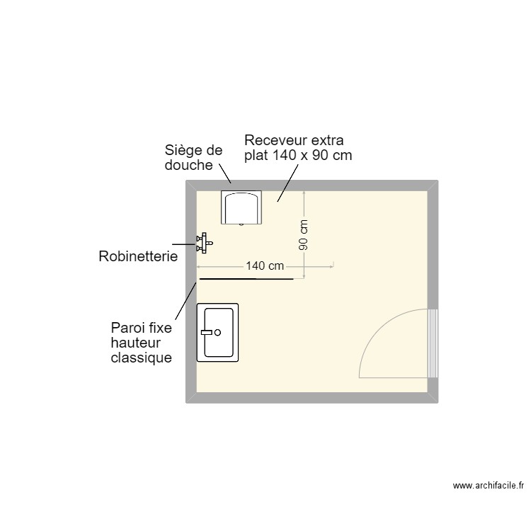 Gauthiez SDB projet 2. Plan de 1 pièce et 5 m2