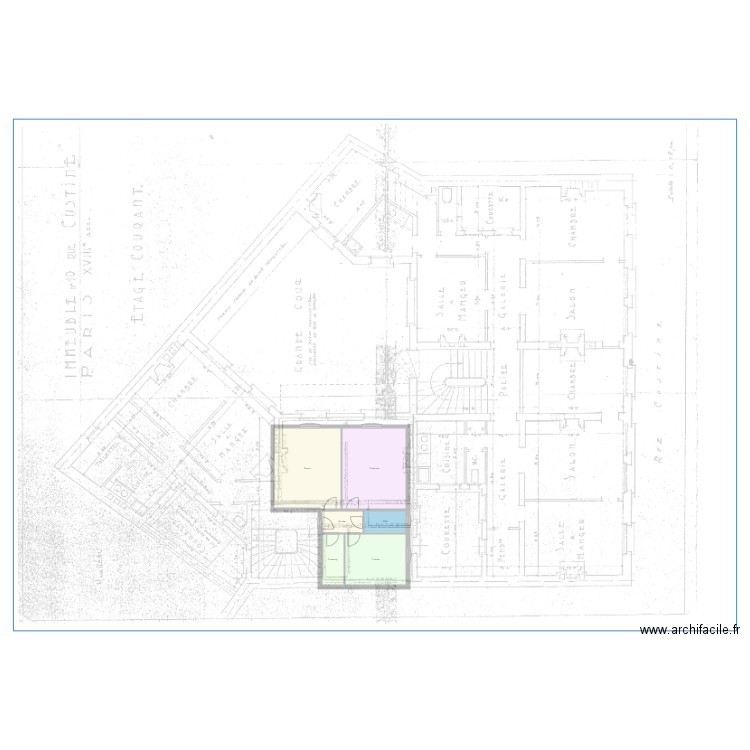 Cusitin Plan actuel. Plan de 6 pièces et 93 m2