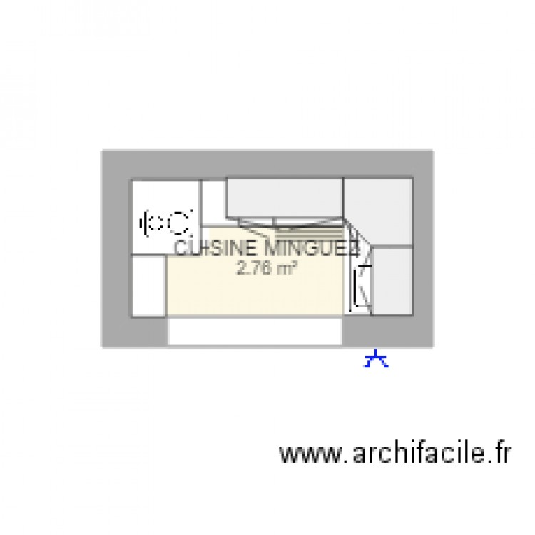 cuisine MINGUEZ. Plan de 1 pièce et 3 m2