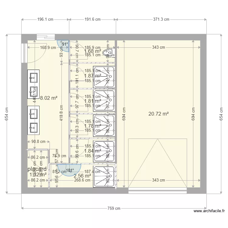 douche bulles. Plan de 