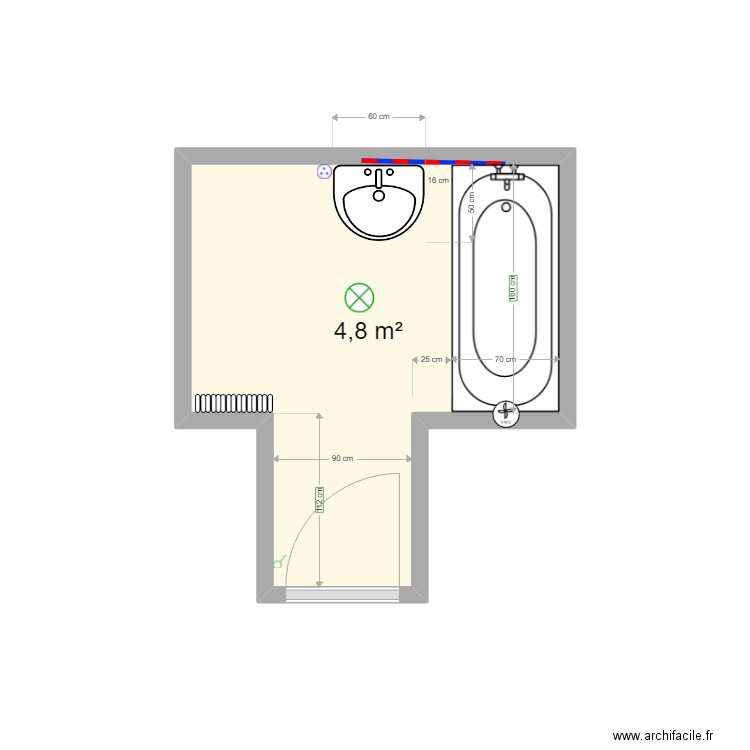 titre. Plan de 1 pièce et 5 m2