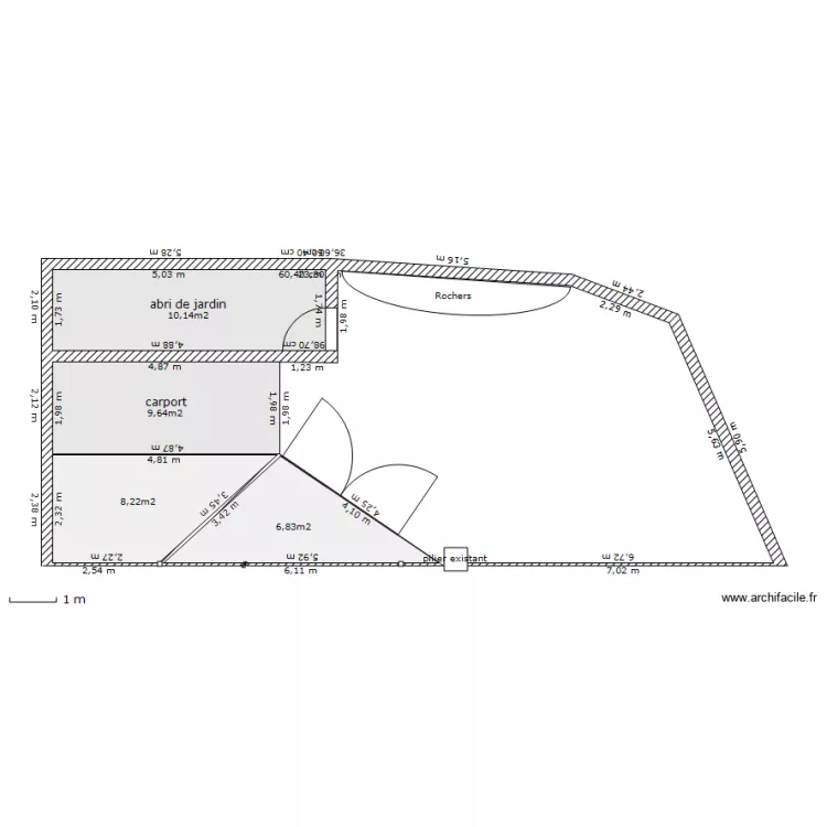 abri de jardin avec carport . Plan de 
