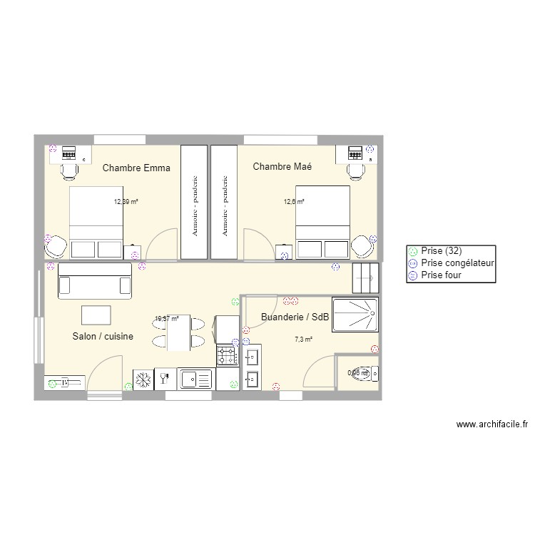 plan cieurac V10 prise PC. Plan de 0 pièce et 0 m2