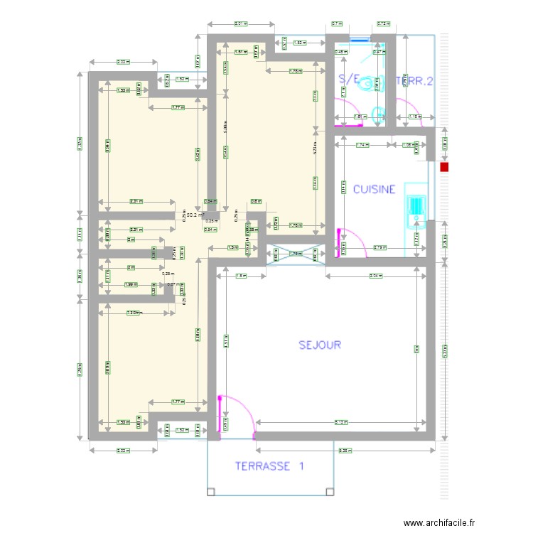 Projet de maison avec dimension 1. Plan de 0 pièce et 0 m2