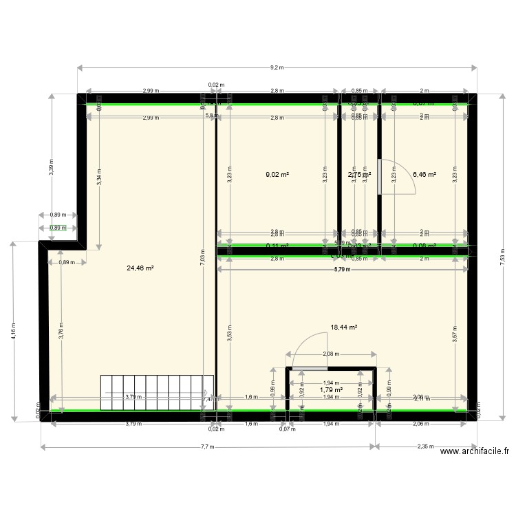 appart souvaurel de . Plan de 13 pièces et 63 m2