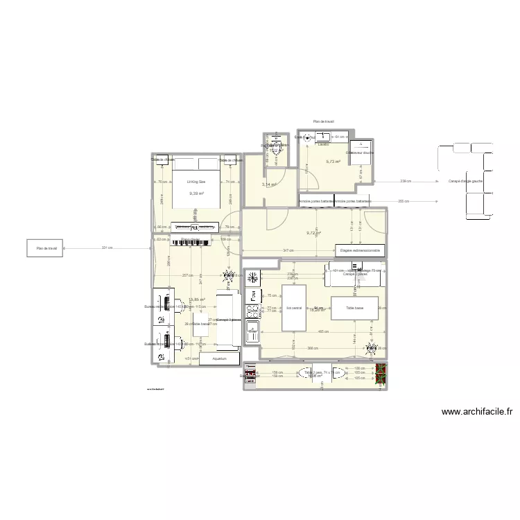 194 RdCdR canap&eacute; droit. Plan de 