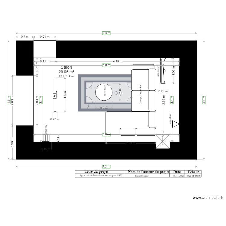 Agencement salon plan vue de gauche  Proposition 2. Plan de 0 pièce et 0 m2