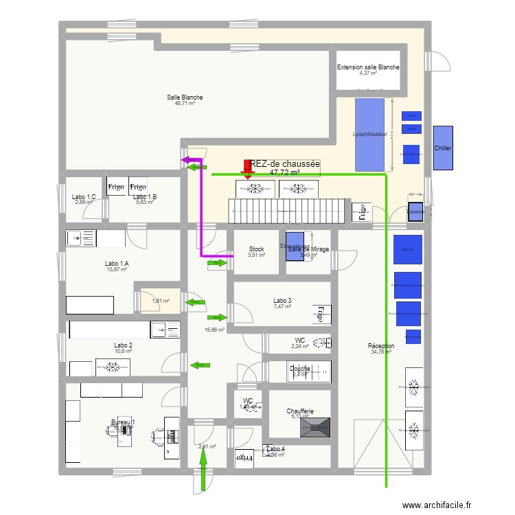 20230810 Reprobiol Ouffet niveau 0 Projet Lyo Filling flux 08. Plan de 0 pièce et 0 m2