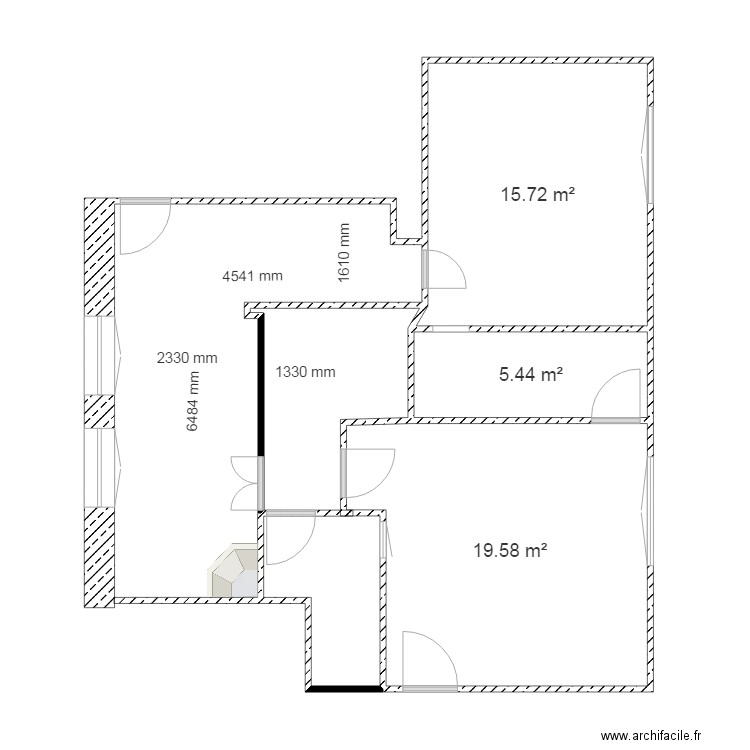 J.Claude. Plan de 3 pièces et 41 m2