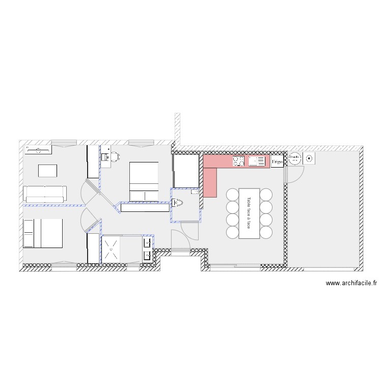 extention. Plan de 1 pièce et 90 m2