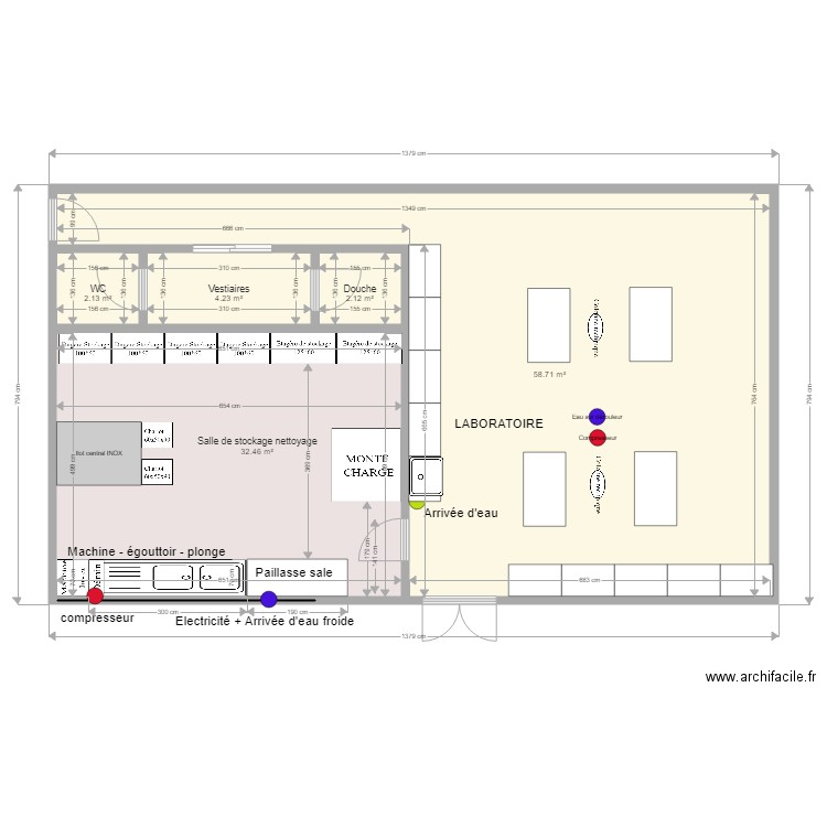 arrière salle et labo. Plan de 0 pièce et 0 m2